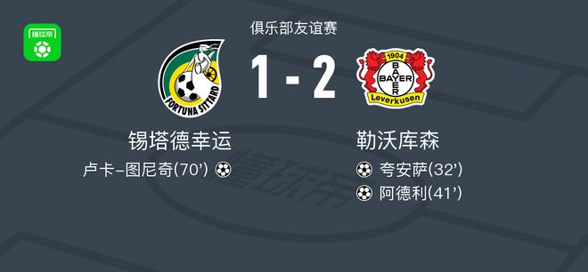 勒庫(kù)森勝錫塔德，阿德利、夸安薩進(jìn)球2-1